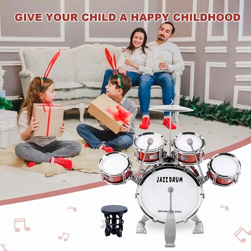 Batería Niños Banco Baquetas Platillo Bombo Regalo Musicales