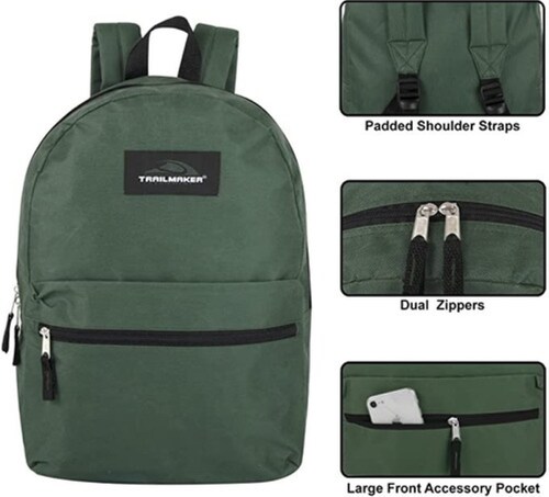 Mochila Escolar Unisex 17 Correas Acolchadas Verde Militar
