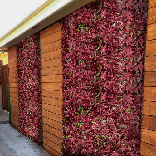 15 Piezas Follaje Artificial 50x50cm Rojo Decoración Jardin