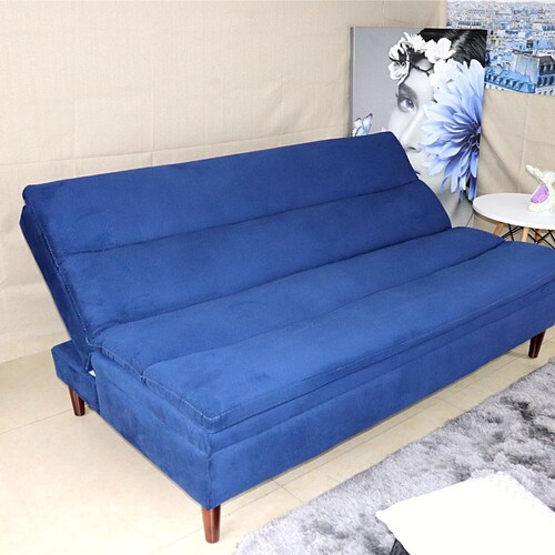 Sofá Cama Matrimonial Azul Moderno Terciopelo