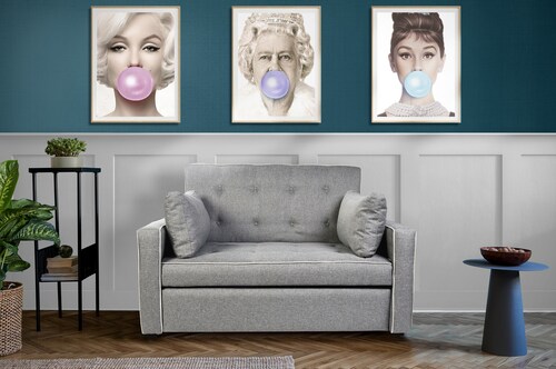 Bianca Sofá Cama Love Seat Makora Gris Claro convertible en cama con mecanismo. El envío cubre un 80% del Territorio Nacional