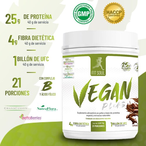 Fit Soul - Vegan Plus Proteína Natural completamente Vegana sabor Chocolate