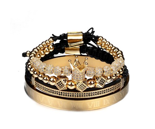 Pulsera Hombre Mujer Corona Romana 4 Pulsera Dorada.