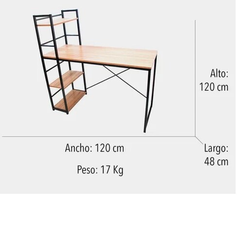 Escritorio Minimalista Moderno De Madera Metal Repisas