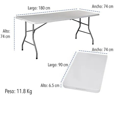 Mesa Plegable Portafolio Plastico 1.80m Resistente Stay Elit