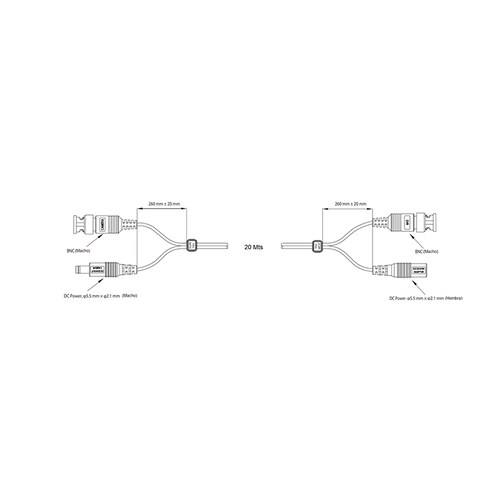 Cable de 20 Metros Armado para Video y Energí­a/ DAHUA DH-PFM942I-20-5/ Para Cámaras Hasta 4k/ con Conectores BNC y de Energía/ Uso Exterior e Interior/ Cobre de Alta Pureza/ Soporta: AHD/CVI/TVI/CVBS/