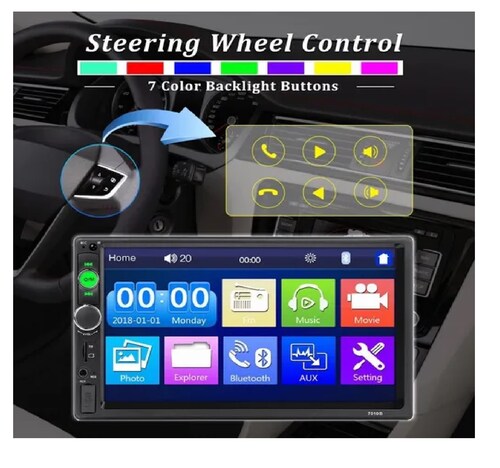 Autoestereo Con Pantalla 7 Pulgada 2 Din Y 12 Led Camara