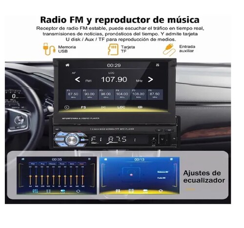 Autoestéreo Pantalla 1din Retráctil Hd Estéreo 7 In