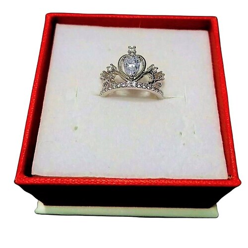 Anillo Corona ADELSTEN en Chapa de Rodio Ajustable y SWAROVSKI ELEMENTS INCLUYE DE REGALO ARETES DIAMOND Y CAJA PARA REGALO