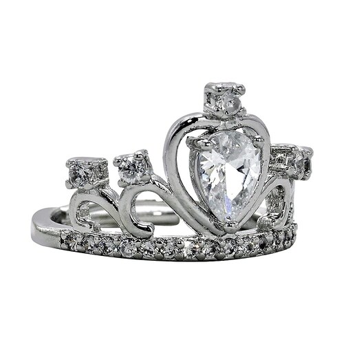 Anillo Corona ADELSTEN en Chapa de Rodio Ajustable y SWAROVSKI ELEMENTS INCLUYE DE REGALO ARETES DIAMOND Y CAJA PARA REGALO