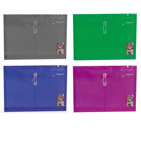 Sobre Plastico tamaño Oficio Horizontal con hilo Color surtido 12 pzas