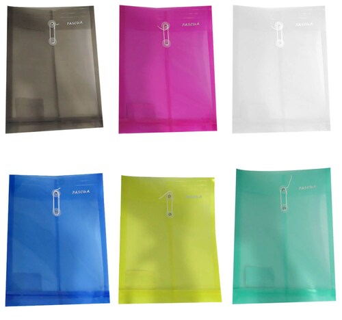 Sobre Plastico Carta Vertical con hilo Colore surtido 12 pzas