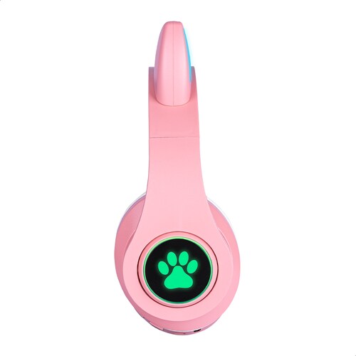 Audífonos Rosas Bluetooth V5.0 Orejas De Gato Sonido Estéreo Con Luz RGB Diseño Kawaii Ajuste De Cabeza Fácil Guardado