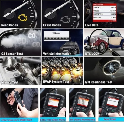 Escaner Automotriz Obd2 Multimarca Motor Negro