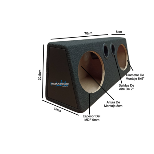 Cajon Doble Para Bocinas De 6x9 Pulgadas Con Salidas De Aire