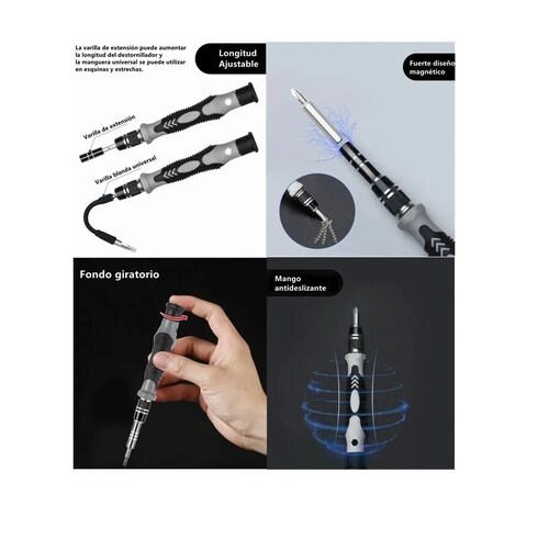 Kit De Desarmadores Y Herramientas De Precisión Negro/Blanco