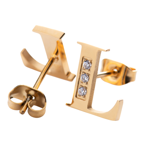 Aretes Mujer LuckyLy, Inicial Letra V, Acero Inoxidable con Oro