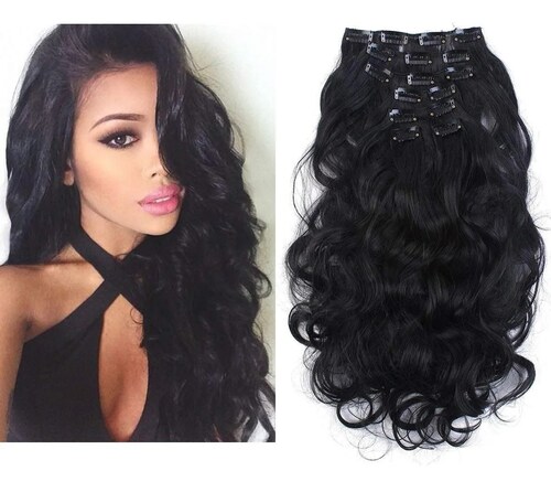 Extensiones De Cabello Sintético Set de 7 piezas con clips LACIA 7-1B NEGRO