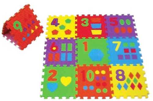 TAPETE 10 PIEZAS ROMPECABEZAS 30X30CM Numeros 1 al 10 y FIGURA GEOMETRICAS Resistente Eva Foam/ FOAMY buen regalo
