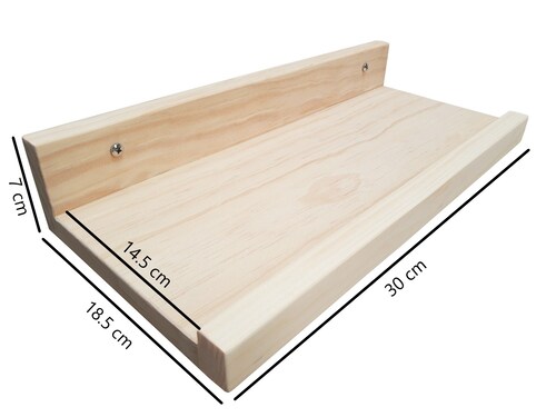 Repisa Con Ceja 30 cm Madera De Pino Sin Pintar.