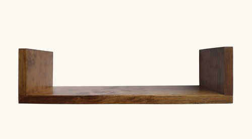 Brico, Juego de Tres Repisas Flotantes de Madera Natural Solida de Pino en Forma U, Color Early American