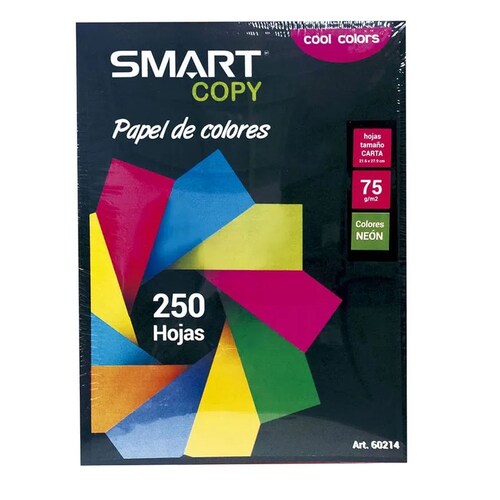 Papel 250 Hojas Bond Colores Neon Surtidos Tamaño Carta 75gr.