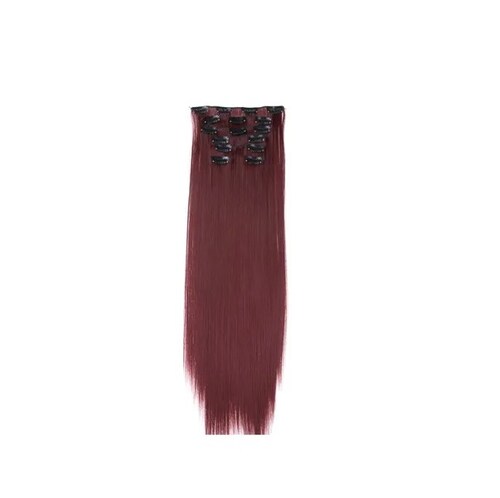 Extensiones De Cabello Sintético Set de 7 piezas con clips ONDULADA 7-118 BORGOÑA INTENSO