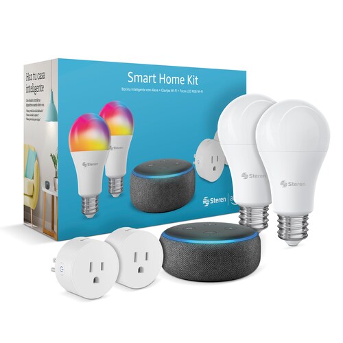 Steren Paquete Smart Home Alexa, 2 cables y 2 contactos Wi-Fi, Haz tu Casa Smart con el Paquete más Smart de Steren
