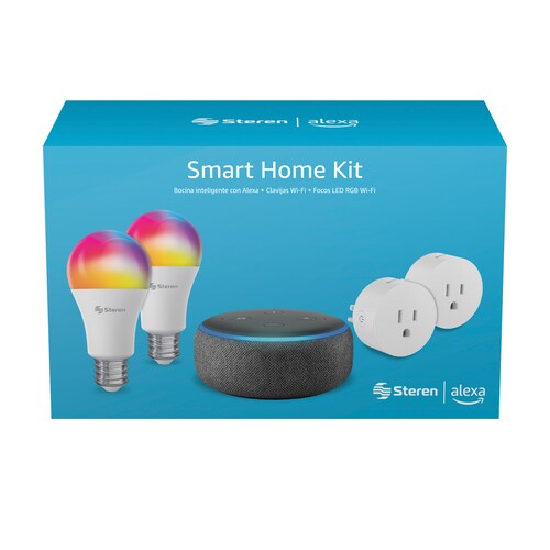 Steren Paquete Smart Home Alexa, 2 cables y 2 contactos Wi-Fi, Haz tu Casa Smart con el Paquete más Smart de Steren