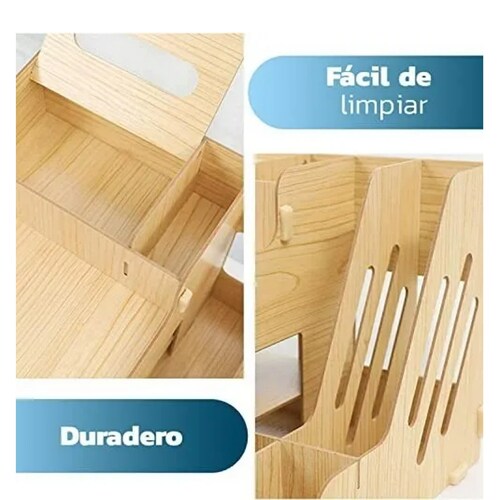 Organizador De Escritorio Para Oficina Hogar Armable Madera