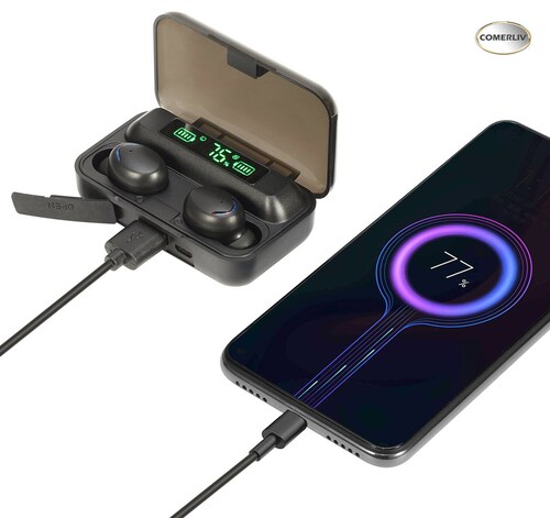 Audífonos inalámbricos F9-5 In-ear Manos Libres Power Bank.