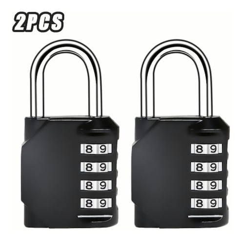 2 Candados de Seguridad Combinación de 4 Dígitos Negros