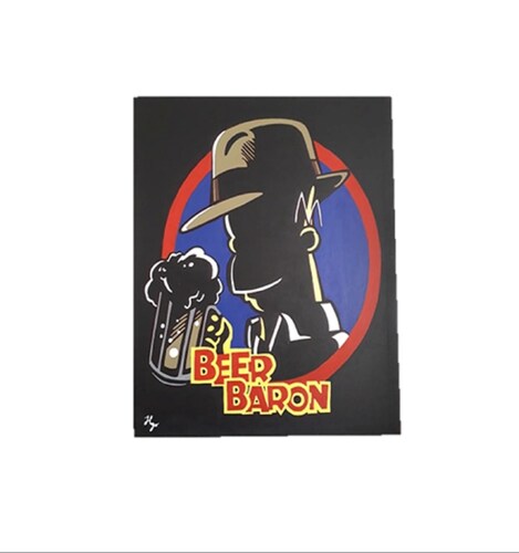 Cuadro decorativo pintado a mano Galería Oneris EL BARON DE LA CERVEZA HOMERO SIMPSON 100x80