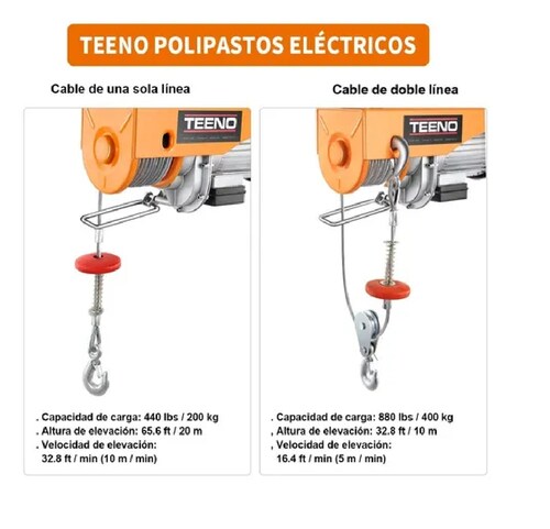 Polipasto Eléctrico De Carga De 400 Kilos, 20 M, 110v