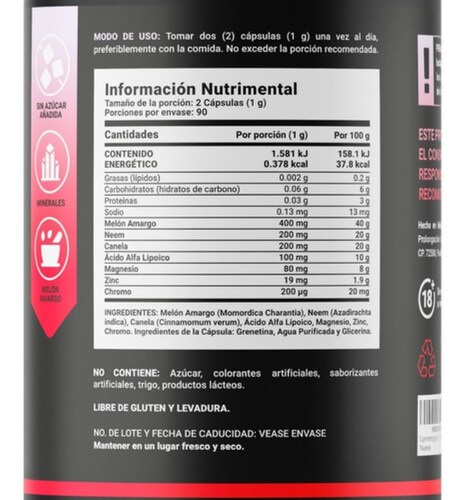 Suplemento Control Glucosa Azúcar Y Diabetes 180 Caps B Life 2186