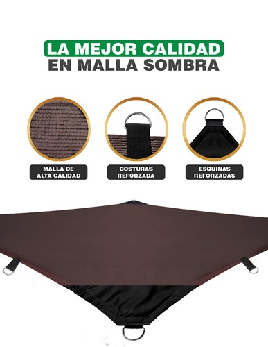 Hanlob Malla Sombra 3x3 m Café para Exteriores Extra Reforzada, 90% de Sombra, Bloqueo de Rayos UV, Sombra Raschel para Jardín o Terraza, Resistente a Lluvias, Fácil y Lista para Instalar.