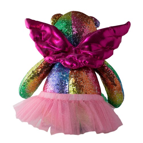 Oso Peluche de Lentejuelas - Regalo - Adorno - Decoración con alas de ángel y tutú desmontables.