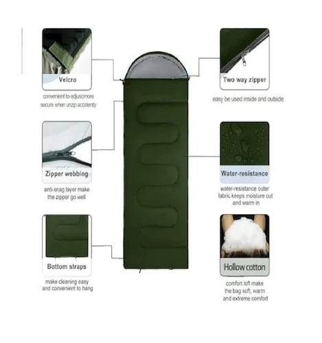 Saco De Dormir Para Acampar Al Aire Libre Verde Militar