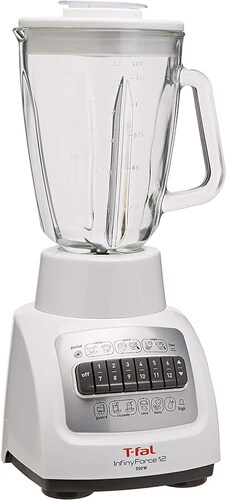 T-fal LN8221-BLANCO Licuadora Infiny Force de 1.2 L, color blanco, con cuchillas de acero inoxidable, sistema drive 2X, 550w de potencia y sistema de bloqueo de seguridad.