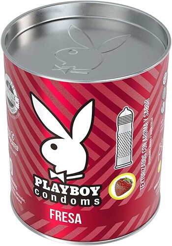 Condones De Látex Playboy Fresa Lata Con 10 Condones