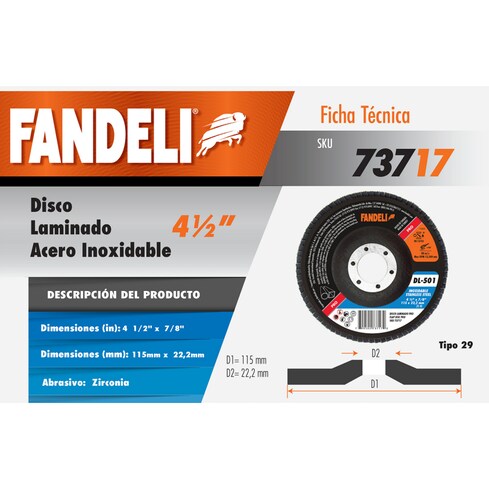 Disco Laminado Dl-501 Fandeli 115 X 22,23 Mm 72952