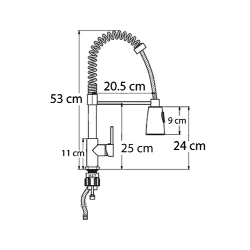 Llave Mezcladora Monomando Semi-pro EB Técnica EB-1005 Cromo 53 Cm