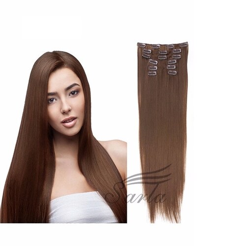 Extensiones De Cabello Sintético Set de 7 piezas con clips ONDULADA 7-12 RUBIO MEDIO
