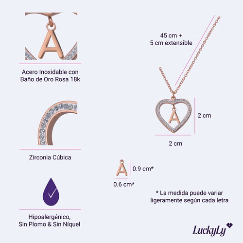 Set Joyeria Acero Inoxidable Dorado Linea Vida Corazon 