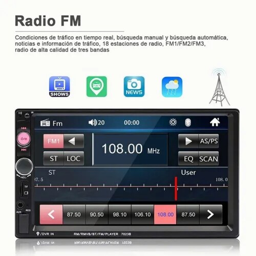 Estéreo Mirrorlink Pantalla Táctil 7 Pulgadas Hd Bluetooth