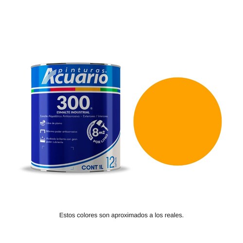 Pintura Esmalte 300 Color Amarillo Cromo Acuario 1 Lt EA30610