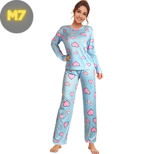 Pijama Manga Larga 2 Pzas Dama Set Mujer Ropa Para Dormir PIJ-043