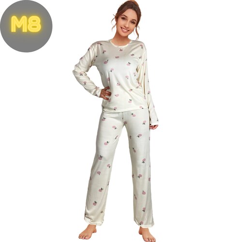 Pijama Manga Larga 2 Pzas Dama Set Mujer Ropa Para Dormir PIJ-043