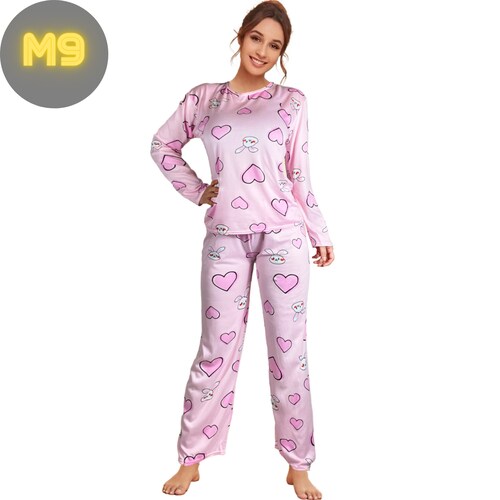 Pijama Manga Larga 2 Pzas Dama Set Mujer Ropa Para Dormir PIJ-043