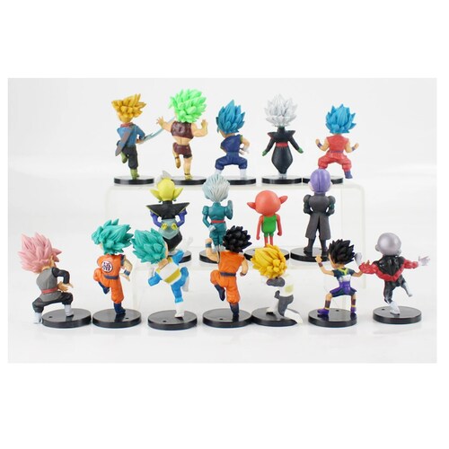 Kit 16 Juguetes Muñecos Dragon Ball Super Goku, Vegeta, Trunks, Jiren y Black Goku